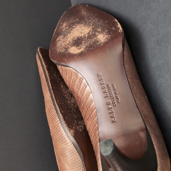 Ralph Lauren Collection Brown Heeled Shoes,Size 7. - Picture 11 of 12